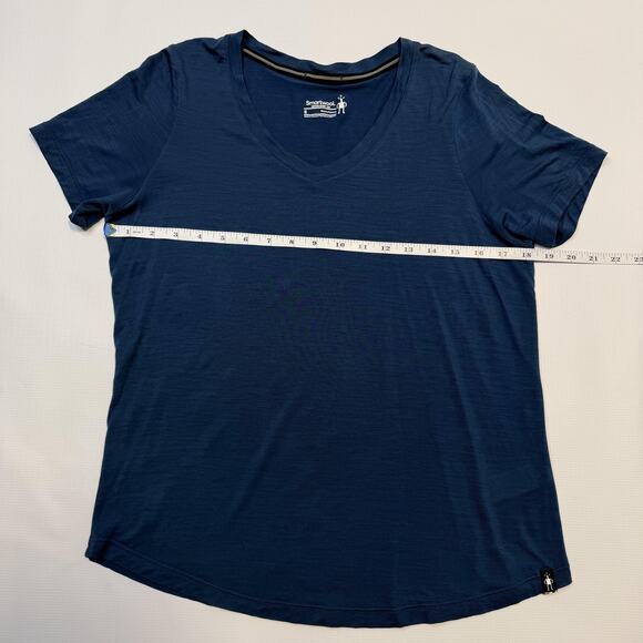 Smartwool Merino Sport 120 Shirt Womens Small Blue V Neck Short Sleeve Wool - Picture 8 of 12